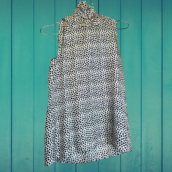 J. Crew Silk Ruffle Collar Polka Dot Sleeveless Button Up Blouse size 0 - Picture 5 of 6